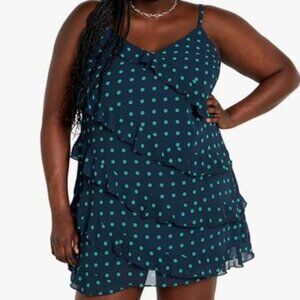 City Chic Polka Dot Ruffle Mini Dress Sz 16/18